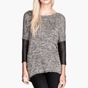 H&M Top with Faux Leather Sleeves